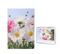 1000 Piece Jigsaw Puzzle for Adults Challenging Puzzle for Game Nights Wooden Puzzle Personalized Custom Wood-Puzzles for Family Pink and White Flowers Picture Puzzles Finished Size 29.5"x19.7"