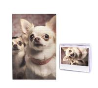 1000 Piece Jigsaw Puzzle for Adults Challenging Puzzle for Game Nights Wooden Puzzle Personalized Custom Wood-Puzzles for Family Cute Chihuahua Picture Puzzles Finished Size 29.5"x19.7"