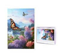 1000 Piece Jigsaw Puzzle for Adults Challenging Puzzle for Game Nights Wooden Puzzle Personalized Custom Wood-Puzzles for Family Butterfly Garden Picture Puzzles Finished Size 29.5"x19.7"