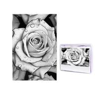 1000 Piece Jigsaw Puzzle for Adults Challenging Puzzle for Game Nights Wooden Puzzle Personalized Custom Wood-Puzzles for Family Black White Rose Picture Puzzles Finished Size 29.5"x19.7"