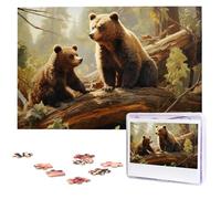 1000 Piece Jigsaw Puzzle for Adults Challenging Puzzles Cute Bears Play in The Tree Photo Puzzle Gifts for Family Home Wall Decor Personalized Wooden Puzzles 75 x 50 CM