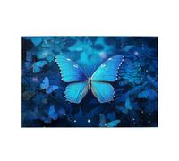 1000 Piece Jigsaw Puzzle for Adults Challenging Puzzles for Game Nights Blue Beautful Butterfly Wooden Puzzle Personalized Custom Wood Puzzles for Family Picturepuzzle Finished Size 29.5"x19.7"