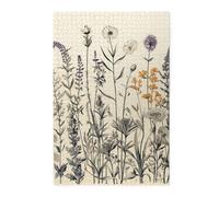 1000 Piece Jigsaw Puzzle for Adults Challenging Puzzles for Game Nights Floral Herbs Botanical Engraving Wooden Puzzles Personalized Custom Wood Picture Puzzle for Family Finished Size 19.7"x29.5"