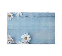 1000 Piece Jigsaw Puzzle for Adults Challenging Puzzles for Game Nights White Flowers Light Blue Wood Wooden Puzzle Personalized Custom Wood Puzzles for Family Picturepuzzle Finished Size 29.5"x19.7"