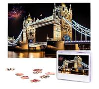 1000 Piece Jigsaw Puzzle for Adults Challenging Puzzles Night London Tower Bridge Photo Puzzle Gifts for Family Home Wall Decor Personalized Wooden Puzzles 75 x 50 CM