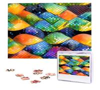 1000 Piece Jigsaw Puzzle for Adults Challenging Puzzles Rainbow Fish Scale Photo Puzzle Gifts for Family Home Wall Decor Personalized Wooden Puzzles 75 x 50 CM