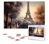 1000 Piece Jigsaw Puzzle for Adults Challenging Puzzles Romantic Paris Eiffel Tower Photo Puzzle Gifts for Family Home Wall Decor Personalized Wooden Puzzles 75 x 50 CM