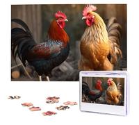 1000 Piece Jigsaw Puzzle for Adults Challenging Puzzles Rooster and Chicken Photo Puzzle Gifts for Family Home Wall Decor Personalized Wooden Puzzles 75 x 50 CM