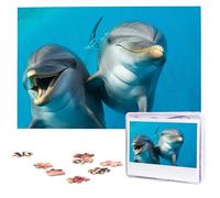 1000 Piece Jigsaw Puzzle for Adults Challenging Puzzles Smiling Face Dolphins Photo Puzzle Gifts for Family Home Wall Decor Personalized Wooden Puzzles 75 x 50 CM