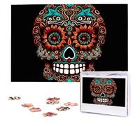 1000 Piece Jigsaw Puzzle for Adults Challenging Puzzles Sugar Skulls Day of The Dead Photo Puzzle Gifts for Family Home Wall Decor Personalized Wooden Puzzles 29.5" x 19.7"