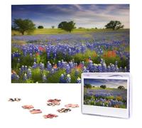 1000 Piece Jigsaw Puzzle for Adults Challenging Puzzles Texas Bluebonnets Scenery Photo Puzzle Gifts for Family Home Wall Decor Personalized Wooden Puzzles 75 x 50 CM