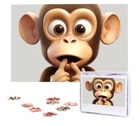 1000 Piece Jigsaw Puzzle for Adults Challenging Puzzles The Silent Monkey Photo Puzzle Gifts for Family Home Wall Decor Personalized Wooden Puzzles 75 x 50 CM