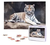 1000 Piece Jigsaw Puzzle for Adults Challenging Puzzles Tiger sitting on rock animal Photo Puzzle Gifts for Family Home Wall Decor Personalized Wooden Puzzles 75 x 50 CM