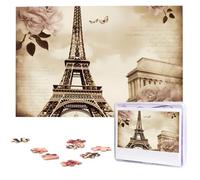 1000 Piece Jigsaw Puzzle for Adults Challenging Puzzles Vintage Paris Eiffel Tower Butterfly Photo Puzzle Gifts for Family Home Wall Decor Personalized Wooden Puzzles 75 x 50 CM
