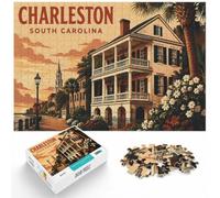 1000 Piece Jigsaw Puzzle for Adults, Charleston South Carolina Vintage | For shared family time, this adult jigsaw puzzle with 1000 pieces turns free time into a focused activity.