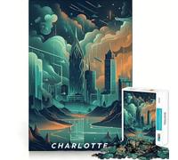 1000 Piece Jigsaw Puzzle for Adults Charlotte North Carolina Sharp Cut Craft Problem Solve Fun Idle Time Game Xmas Art Display (38x26cm)