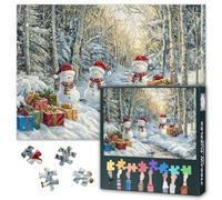 1000 Piece Jigsaw Puzzle for Adults Charming Winter Scene with Snowmen and Gifts Festive Holiday Landscape Jigsaw Puzzles Family Activity Puzzles Vibrant Colors Collectible Puzzles 50.5x70.5cm