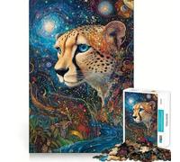 1000 Piece Jigsaw Puzzle for Adults Cheetah Cosmos - Sharp Cut Craft Problem Solve Fun Idle Time Game Xmas Art Display (50x75cm)
