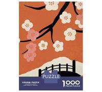 1000 Piece Jigsaw Puzzle for Adults, Cherry Blossom Bridge Artwork, Creative Leisure Activity, Festive Season Fun, Premium Thick Cardboard, 52x38cm/1000pcs