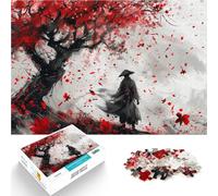 1000 Piece Jigsaw Puzzle for Adults Cherry Blossom Duel pädagogische Herausforderung mit passendem Poster und Quizblatt75x50cm