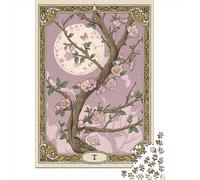 1000 Piece Jigsaw Puzzle for Adults, Cherry Blossom Moon Tarot Card, 52x38cm/1000pcs, Shared Puzzle Activity, Weekend Leisure And Friends And Family