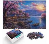 1000 Piece Jigsaw Puzzle for Adults, Cherry Blossom Village by the Lake | For quiet evenings, this adult jigsaw puzzle with 1000 pieces gives adult puzzlers a calm activity to return to.