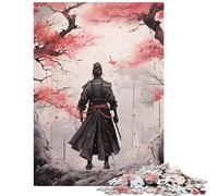 1000 Piece Jigsaw Puzzle for Adults Cherry Samurai Warrior Ink Fun at Home Activities, Wall Art DIY Toys Suitable for People Aged 14 And Above (38x52cm)