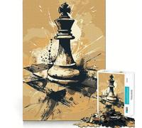 1000 Piece Jigsaw Puzzle for Adults Chess Piece Illustration Sharp Cut Craft Problem Solve Fun Idle Time Game Xmas Art Display (50x75cm)