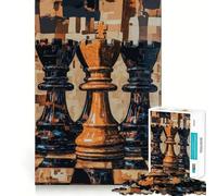 1000 Piece Jigsaw Puzzle for Adults Chess Pieces Painting Sharp Cut Craft Problem Solve Fun Idle Time Game Xmas Art Display (38x26cm)