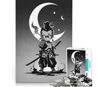 1000 Piece Jigsaw Puzzle for Adults Chibi Samurai Warrior Under Crescent Moon, Practical Game, Stress Reliever, Deal As Gifts for The Whole Family 38x26cm