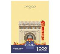 1000 Piece Jigsaw Puzzle for Adults Chicago Travel Snippet Adult Jigsaw Relaxing Games Perfect Decoration Unique Gifts for Birthday And Christmas 52x38cm/1000pcs