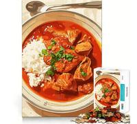 1000 Piece Jigsaw Puzzle for Adults Chicken Stew with Rice And Spoon Sharp Cut Craft Problem Solve Fun Idle Time Game Xmas Art Display (38x52cm)