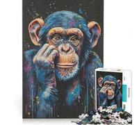 1000 Piece Jigsaw Puzzle for Adults Chimp Monkey Deep in Thought, Practical Game, Stress Reliever, Deal As Gifts for The Whole Family 38x52cm