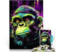 1000 Piece Jigsaw Puzzle for Adults Chimpanzee Neon Graffiti Analyse und Logik Die Liebe zwischen Paaren stärken75x50cm