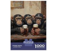1000 Piece Jigsaw Puzzle for Adults Chimps at The Bar Jigsaws for Adults Family Game Analysis And Logic Difficult And Challenge 38x26cm/1000pcs