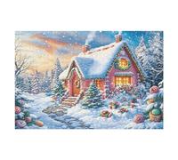 1000 Piece Jigsaw Puzzle for Adults Christmas Cottage Snowy 75x50cm Beginner Level Puzzle for New Players Easy Assembly Smooth Experience All Ages Friendly Gift