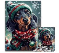 1000 Piece Jigsaw Puzzle for Adults Christmas Dachshund Cardboard Puzzles with Family Interactive Game, for Ages 14+ 26X38CM
