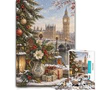 1000 Piece Jigsaw Puzzle for Adults, Christmas Scene with Big Ben and Robin | For the festive season: Adult jigsaw puzzle with 1000 pieces suits quiet days around New Year.