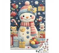 1000 Piece Jigsaw Puzzle for Adults Christmas Snowman Quilt Art Puzzles for Adults Relaxing Games Pattern Assembly for Is Ideal As A Gift 52x38cm/1000pcs