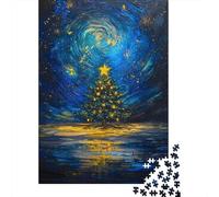 1000 Piece Jigsaw Puzzle for Adults, Christmas Tree Starry Night, 38x26cm/1000pcs, Gift for Puzzle Lovers, Winter Home Activity And Quiet Weekends