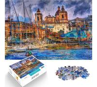 1000 Piece Jigsaw Puzzle for Adults cities malta oil painting Analyse und Logik Geburtstagsgeschenk, Geschenke, Wandkunst38x26cm