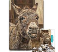 1000 Piece Jigsaw Puzzle for Adults, Close-up painting of a smiling donkey