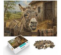 1000 Piece Jigsaw Puzzle for Adults, Close-up painting of a smiling donkey | A detailed printed puzzle on winter nights for screen-free time.