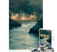 1000 Piece Jigsaw Puzzle for Adults Coastal Landscape with Mist And Rocks Fun Interactive Family Experience Wonderful Holiday Giftsing Choice (38x26cm)