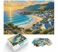 1000 Piece Jigsaw Puzzle for Adults, Coastal Village Landscape Illustration | As a Christmas gift idea: Adult jigsaw puzzle with 1000 pieces offers a longer activity for the holidays.