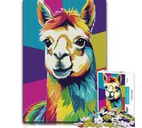 1000 Piece Jigsaw Puzzle for Adults, Colorful Alpaca Pop Art Portrait-1 | Choose a seasonal puzzle gift for festive downtime for a quiet indoor challenge.