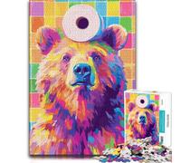 1000 Piece Jigsaw Puzzle for Adults, Colorful Bear with Toilet Paper Roll | Choose a seasonal puzzle gift for year-end leisure time for a quiet indoor challenge.