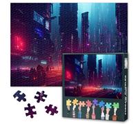1000 Piece Jigsaw Puzzle for Adults Colorful Cyberpunk Metropolis Scene Vibrant Futuristic City Wall Art Premium Home Decor Large Size 27.5x19.7 Inch