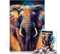 1000 Piece Jigsaw Puzzle for Adults Colorful Elephant Animal Brain Teaser Every Piece is Unique - Challenging Family Fun Game 26x38cm
