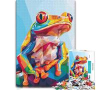 1000 Piece Jigsaw Puzzle for Adults, Colorful Frog Pop Art Illustration | Choose a January indoor activity on January afternoons for relaxed downtime.